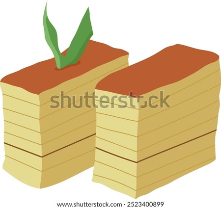 Lapis Legit Indonesia Layer Cake Illustration Isolated on White Background