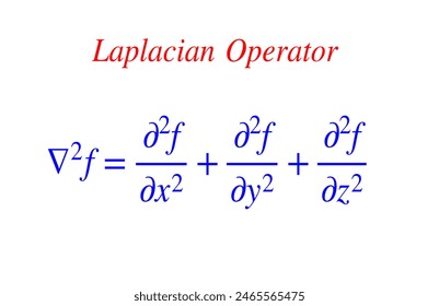 Operador Laplaciano , fórmulas de cálculo, derivados parciales, ecuación matemática Ilustración vectorial de alta calidad para diversos proyectos educativos 