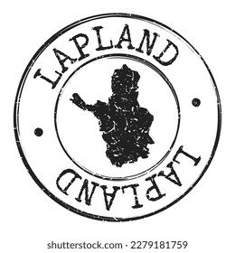 Lapland, Finland Silhouette Postal Passport. Stamp Round Vector Icon Map. Design Travel Postmark. 