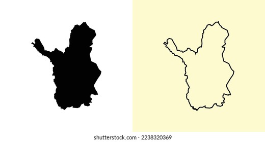 Lapland map, Finland, Europe. Filled and outline map designs. Vector illustration