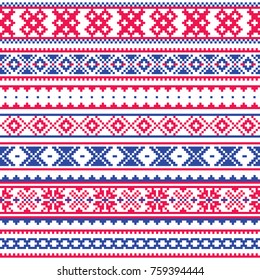 
Lapland traditional folk art design, Sami vector seamless pattern, Scandinavian, Nordic background

Retro winter belt patterns from Norway, Sweden, Finland, and the Murmansk Oblast of Russia
