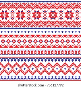 Lapland vector seamless winter pattern, Sami people folk art design, traditional knitting and embroidery
Nordic, Scandinavian retro patterns from Norway, Sweden, Finland, and the Murmansk