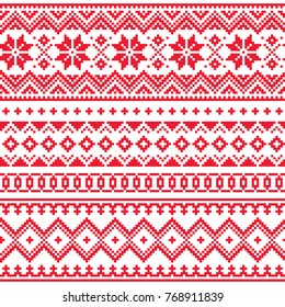 Lapland vector seamless winter pattern, Sami people folk art design, traditional knitting and embroidery Nordic, Scandinavian retro patterns from Norway, Sweden, Finland, and the Murmansk in Russia