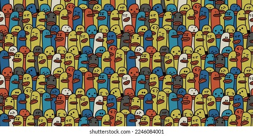 lappy crowd, birdie-lipped. Seamless vector pattern for surface printing, packaging, notebooks, wallpapers, textiles, pillows, cups and other interiors.