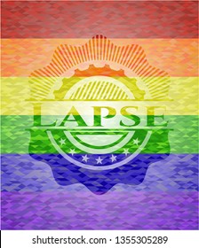 Lapse emblem on mosaic background with the colors of the LGBT flag