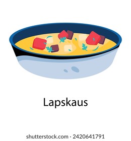 Lapskaus dish icon in flat style 