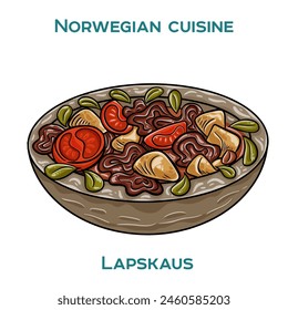 Lapskaus is a traditional Norwegian meat and vegetable stew, often served with pickled beetroot and mashed potatoes.