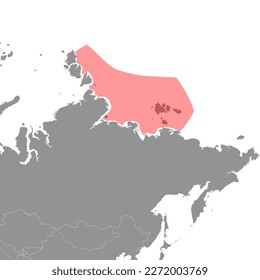 Mar de Laptev en el mapa del mundo. Ilustración vectorial.