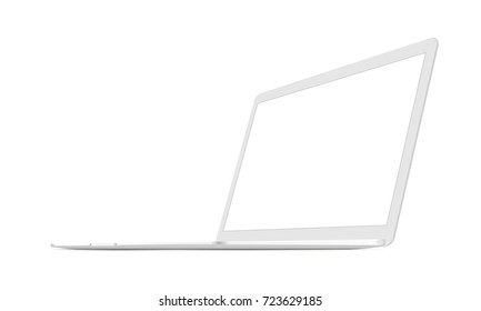 Laptop 3/4 right view - white mockup isolated. Vector illustration