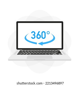 Laptop 360 Virtual reality VR icon. Vector illustration