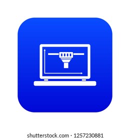 Laptop with 3D design icon digital blue for any design isolated on white vector illustration