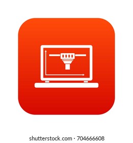 Laptop with 3D design icon digital red for any design isolated on white vector illustration