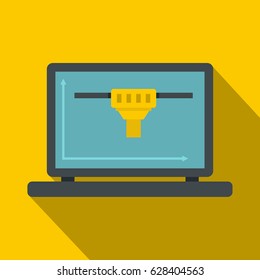 Laptop with 3D design icon. Flat illustration of laptop with 3D design vector icon for web on yellow background
