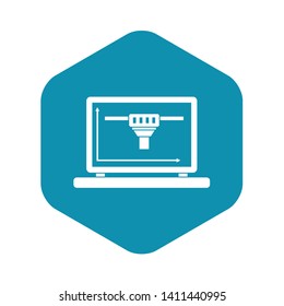 Laptop with 3D design icon in simple style isolated on white background vector illustration