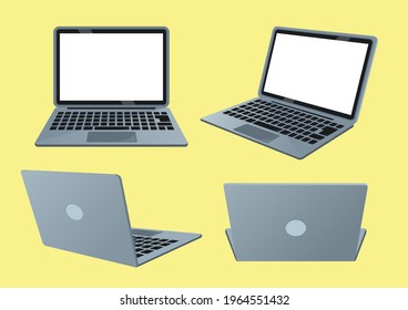 Laptop 3D illustrations various set 