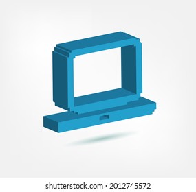 laptop 3d vector pixel logo