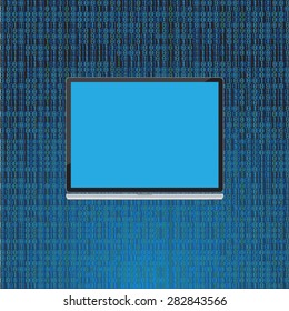 laptop with abstract matrix
