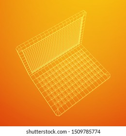 Laptop Abstract Mesh Background. Design computer. Wireframe low poly mesh vector illustration