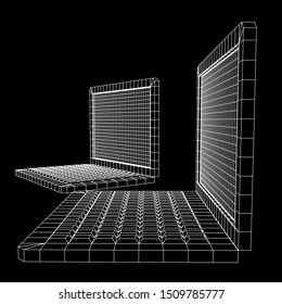 Laptop Abstract Mesh Background. Design computer. Wireframe low poly mesh vector illustration