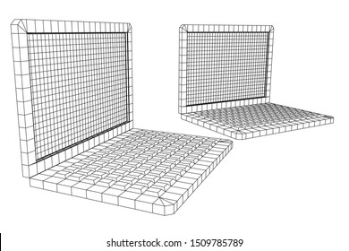 Laptop Abstract Mesh Background. Design computer. Wireframe low poly mesh vector illustration