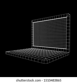 Laptop Abstract Mesh Background. Design computer. Wireframe low poly mesh vector illustration