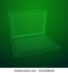 Laptop Abstract Mesh Background. Design computer. Wireframe low poly mesh vector illustration