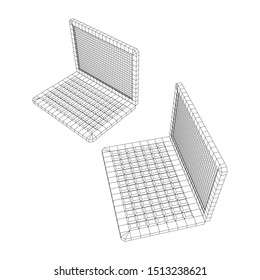 Laptop Abstract Mesh Background. Design computer. Wireframe low poly mesh vector illustration