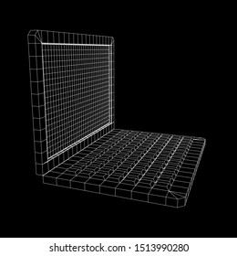 Laptop Abstract Mesh Background. Design computer. Wireframe low poly mesh vector illustration