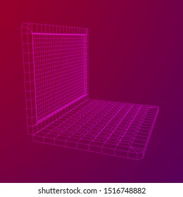 Laptop Abstract Mesh Background. Design computer. Wireframe low poly mesh vector illustration