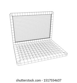Laptop Abstract Mesh Background. Design computer. Wireframe low poly mesh vector illustration