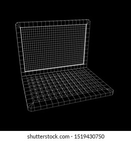 Laptop Abstract Mesh Background. Design computer. Wireframe low poly mesh vector illustration