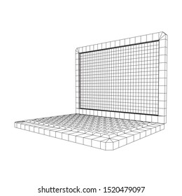 Laptop Abstract Mesh Background. Design computer. Wireframe low poly mesh vector illustration