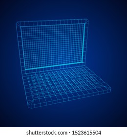 Laptop Abstract Mesh Background. Design computer. Wireframe low poly mesh vector illustration