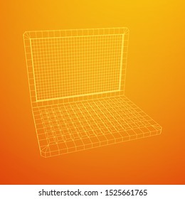 Laptop Abstract Mesh Background. Design computer. Wireframe low poly mesh vector illustration