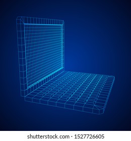 Laptop Abstract Mesh Background. Design computer. Wireframe low poly mesh vector illustration