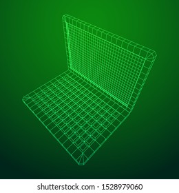 Laptop Abstract Mesh Background. Design computer. Wireframe low poly mesh vector illustration