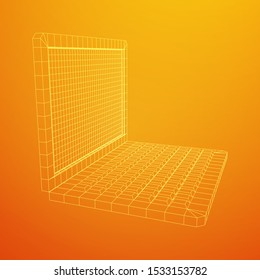 Laptop Abstract Mesh Background. Design computer. Wireframe low poly mesh vector illustration
