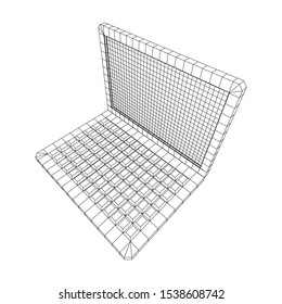 Laptop Abstract Mesh Background. Design computer. Wireframe low poly mesh vector illustration