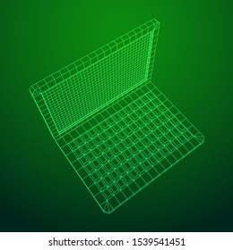 Laptop Abstract Mesh Background. Design computer. Wireframe low poly mesh vector illustration
