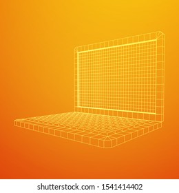 Laptop Abstract Mesh Background. Design computer. Wireframe low poly mesh vector illustration