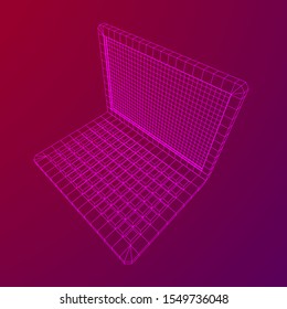 Laptop Abstract Mesh Background. Design computer. Wireframe low poly mesh vector illustration