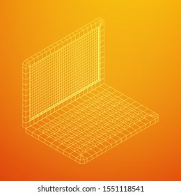 Laptop Abstract Mesh Background. Design computer. Wireframe low poly mesh vector illustration