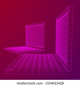 Laptop Abstract Mesh Background. Design computer. Wireframe low poly mesh vector illustration