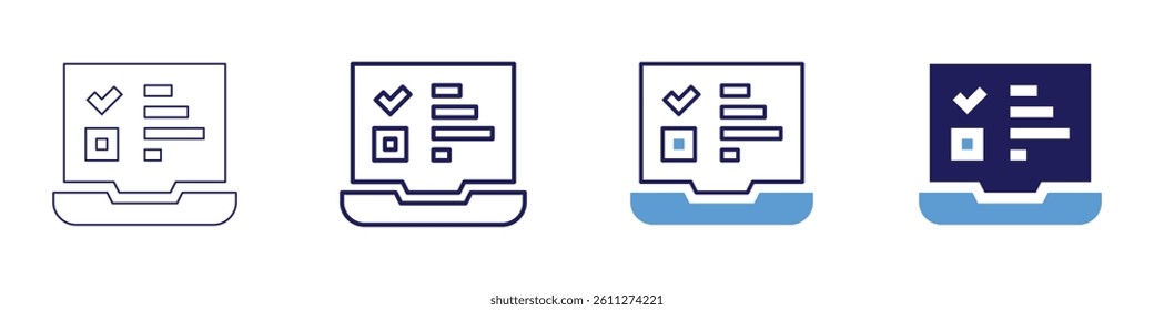 Laptop access icon in 4 different styles. Thin Line, Line, Bold Line, Duotone. Duotone style. Editable stroke.