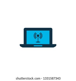 Laptop access point icon colored symbol. Premium quality isolated internet element in trendy style.