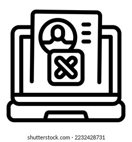 Laptop account icon outline vector. Web deleting. Avatar network