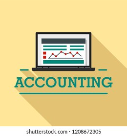 Laptop accounting logo. Flat illustration of laptop accounting vector logo for web design
