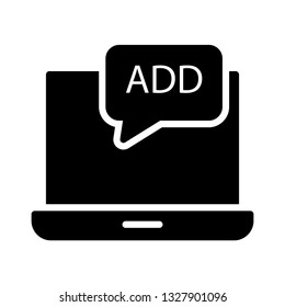 laptop add bubble glyph icon