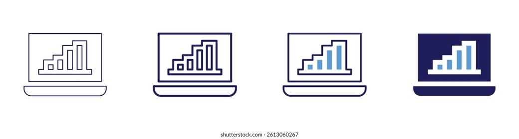 Laptop affiliate icon in 4 different styles. Thin Line, Line, Bold Line, Duotone. Duotone style. Editable stroke.