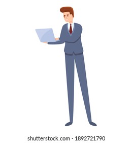 Laptop agent icon. Cartoon of laptop agent vector icon for web design isolated on white background
